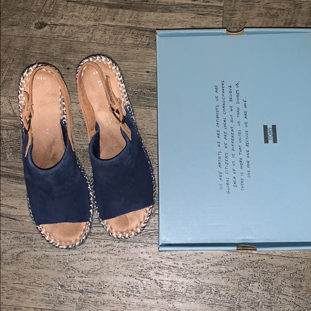 TOMS Navy Suede/leather Monica Wedges